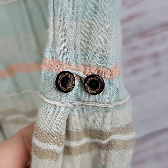 prAna Mint Plaid Button Front Buenos Dias T-Shirt Knee Length Dress Size Small - Picture 7 of 14